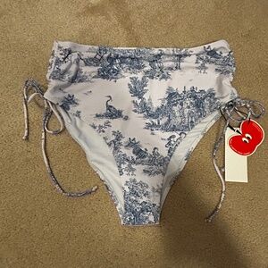 Cider Women'sToile de Jouy Ruched Bikini Bottom